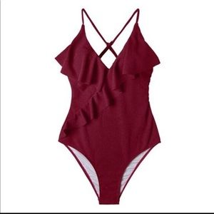 Cupshe Burgundy one piece swimsuit size xs New with tags